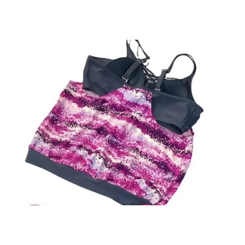 Free Country Blouson Tankini Women Small Modest Athletic Swimwear Quick dry Tank